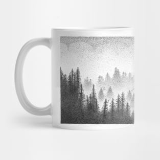 Misty Pine Forest Dotwork Mug